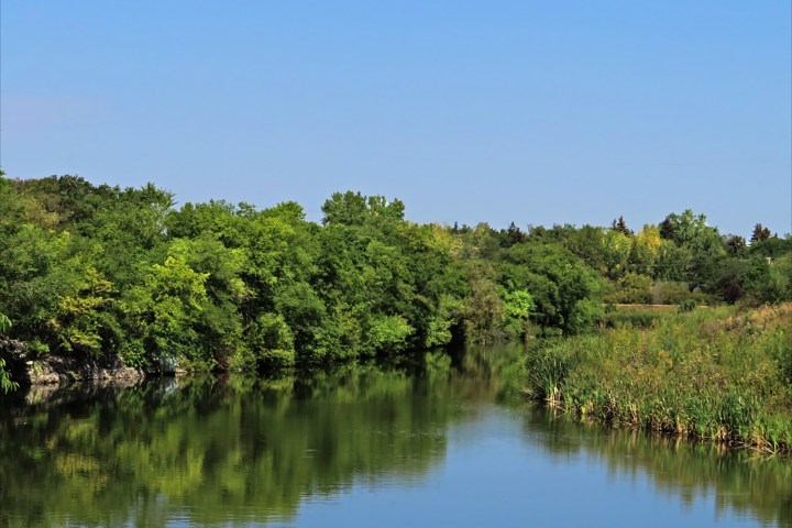 River winding off with thick greenery on each side